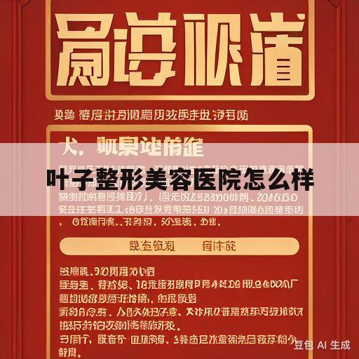 叶子整形美容医院怎么样(叶子整形美容原来创始人是谁)